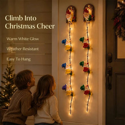 🎄✨Handmade Climbing Gnome Christmas StringLights, Indoor OutdoorWall Hanging Holiday Decor