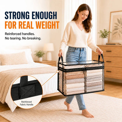 🔥Last Day 49% OFF📦 Large Clear Thick Plastic Storage Box with Hinged Lid
