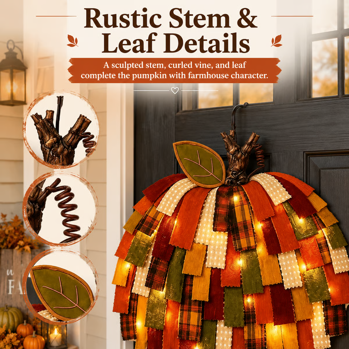 🔥Handmade Patchwork Pumpkin Door Hanger🎃
