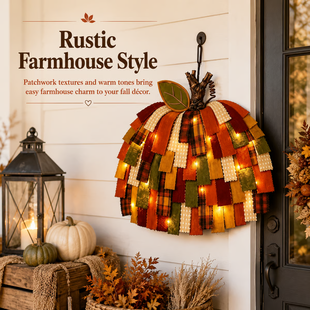 🔥Handmade Patchwork Pumpkin Door Hanger🎃