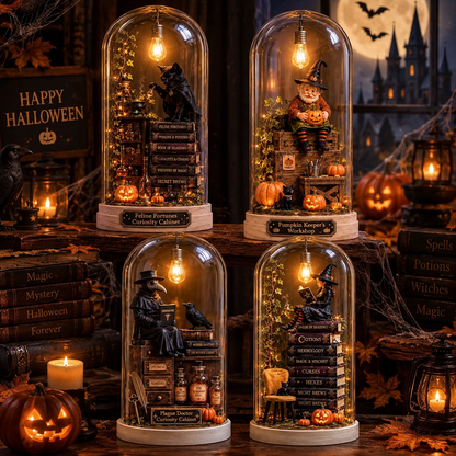 ⏳ Last Day 49% OFF – Halloween Glass Dome Miniature Scene Ambient Lamp