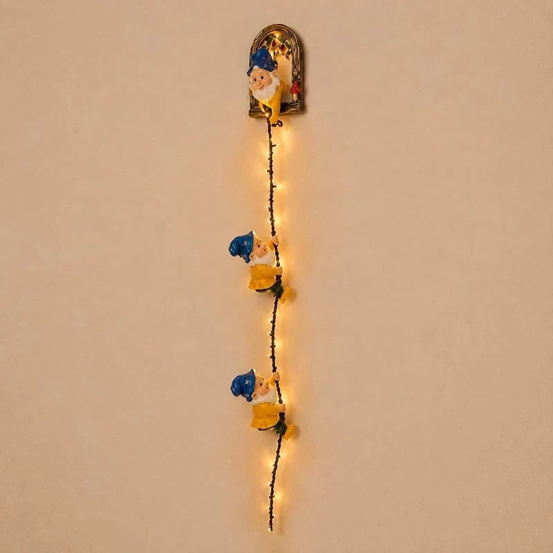 🎄✨Handmade Climbing Gnome Christmas StringLights, Indoor OutdoorWall Hanging Holiday Decor