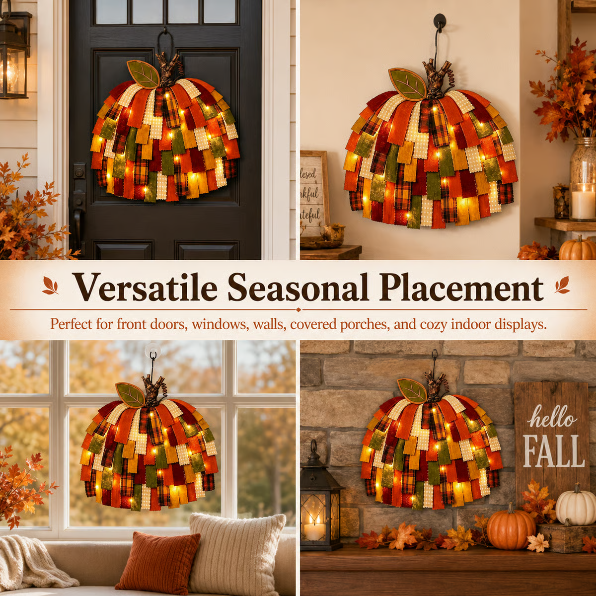 🔥Handmade Patchwork Pumpkin Door Hanger🎃