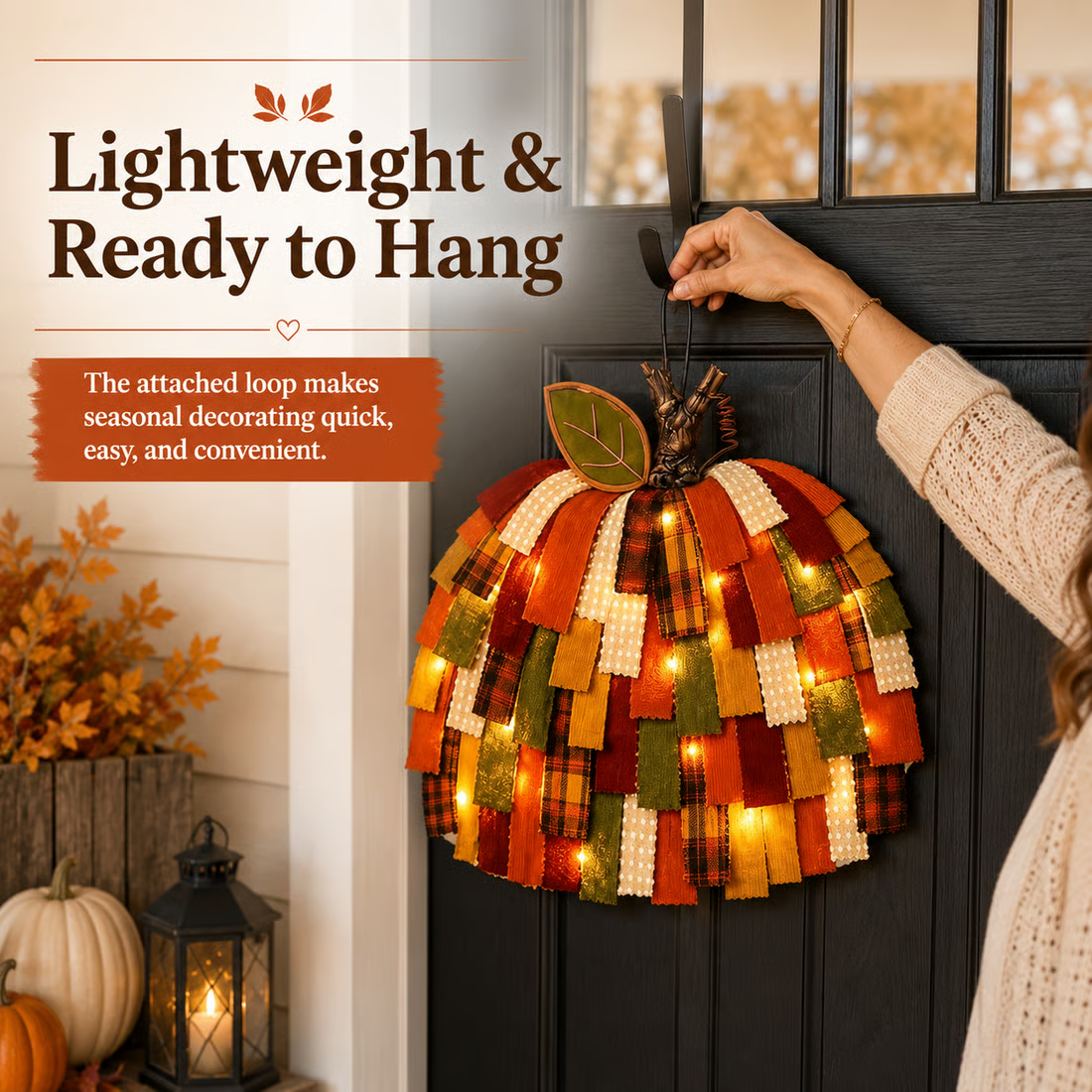 🔥Handmade Patchwork Pumpkin Door Hanger🎃