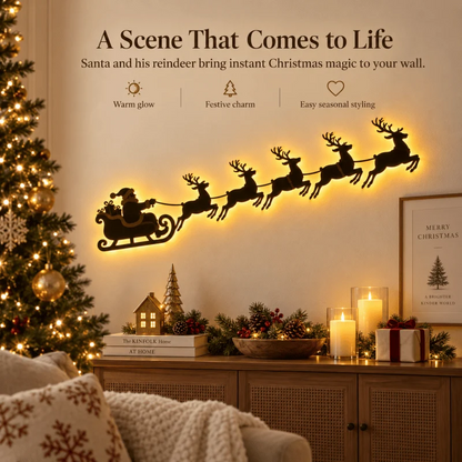 ✨ Illuminated Santa & Reindeer Silhouette LED Christmas Wall Light 🦌