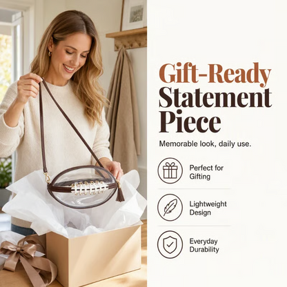 Clear Football Shaped Crossbody Bag, Transparent PVC Stadium Approved Game Day Bag 🏈