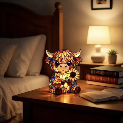 ✨Highland Cow LED Night Light - Cute Resin Animal Figurine Table Lamp (USB)🎁🐮