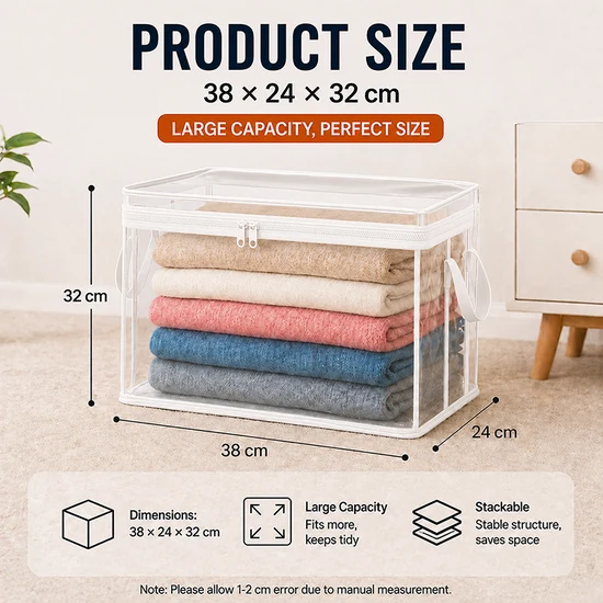 🔥Last Day 49% OFF📦 Large Clear Thick Plastic Storage Box with Hinged Lid