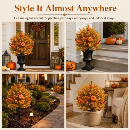 💥Limited Stock 49% OFF-🍂Artificial Fall Pumpkin Tree Stakes– 🧡Full, Lush & Fade-Resistant