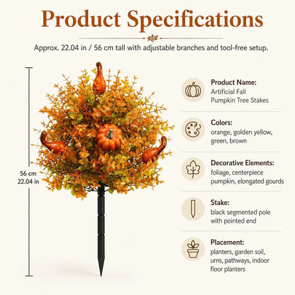 💥Limited Stock 49% OFF-🍂Artificial Fall Pumpkin Tree Stakes– 🧡Full, Lush & Fade-Resistant