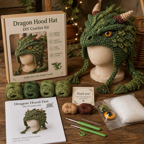 🔥LAST DAY 50% OFF - 🧵Fantasy Hood Hat DIY Crochet Kit – Create Your Own Magical Wearable Character Hat🎁Beginner Friendly