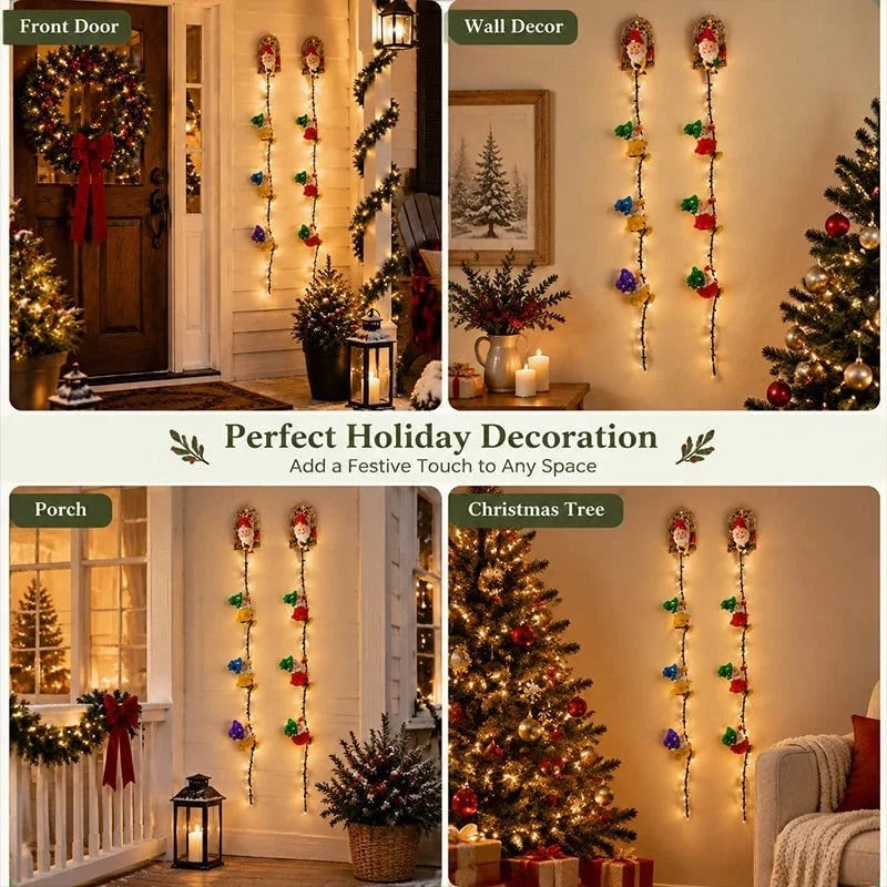 🎄✨Handmade Climbing Gnome Christmas StringLights, Indoor OutdoorWall Hanging Holiday Decor