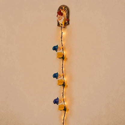 🎄✨Handmade Climbing Gnome Christmas StringLights, Indoor OutdoorWall Hanging Holiday Decor