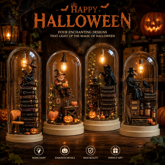 ⏳ Last Day 49% OFF – Halloween Glass Dome Miniature Scene Ambient Lamp