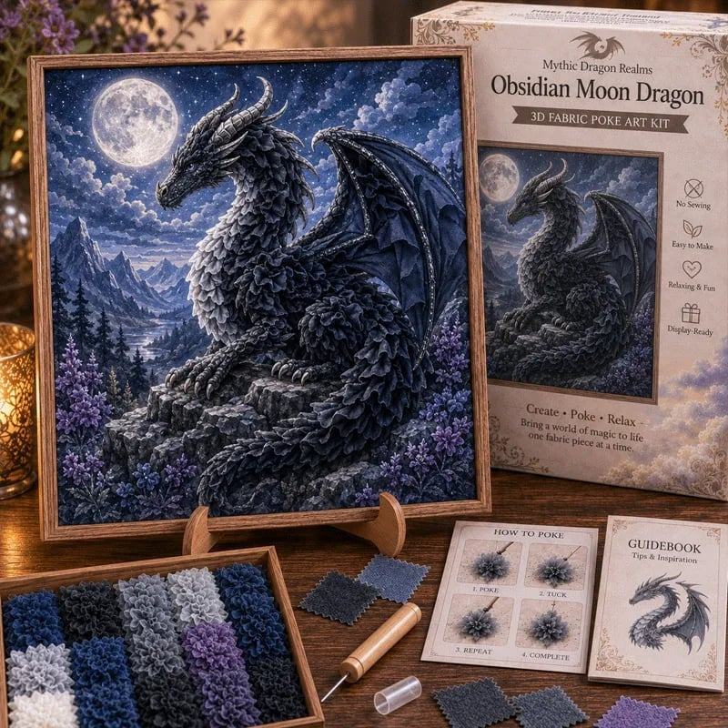 🎁Last Day 49% OFF🐉 Mythic Dragon Realms 3D Fabric Poke Art Kit