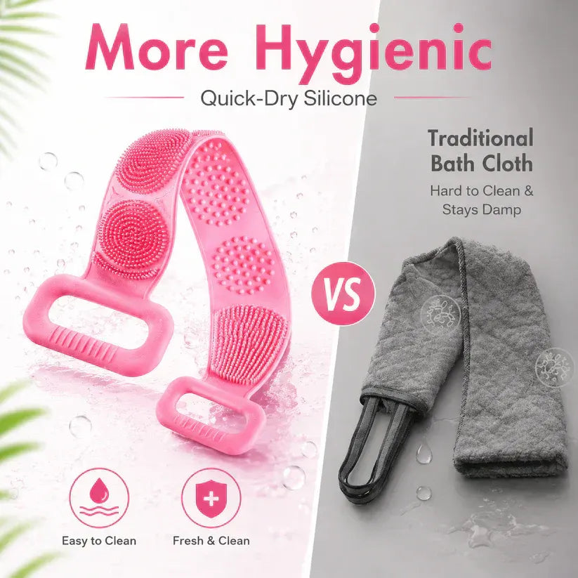 ✨🛁 Double-Sided Silicone Back Scrubber – Long Exfoliating Bath Brush