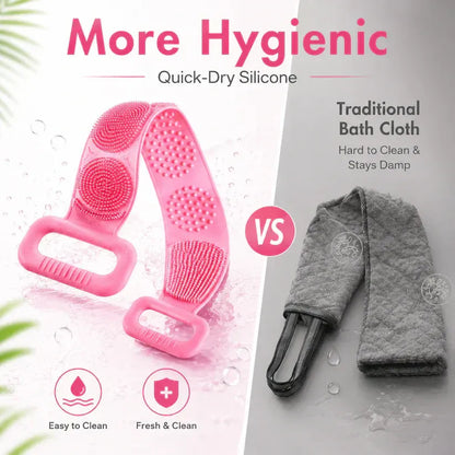 ✨🛁 Double-Sided Silicone Back Scrubber – Long Exfoliating Bath Brush