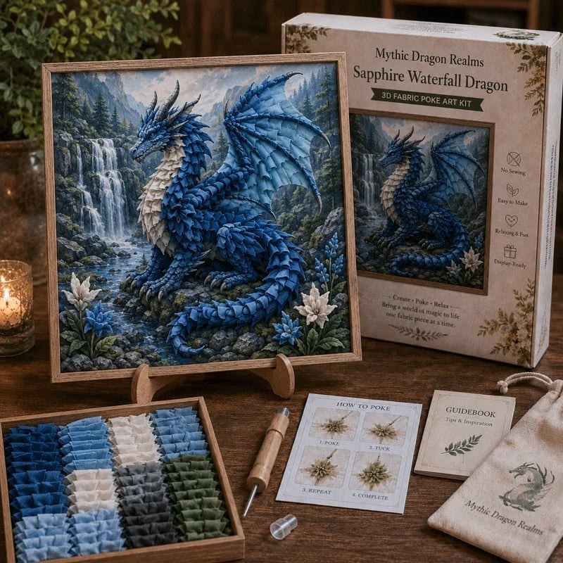 🎁Last Day 49% OFF🐉 Mythic Dragon Realms 3D Fabric Poke Art Kit