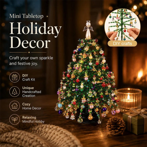 🎄✨Handmade Elegant Beaded Mini Christmas Tree | Collectible Premium Holiday Decor Kit