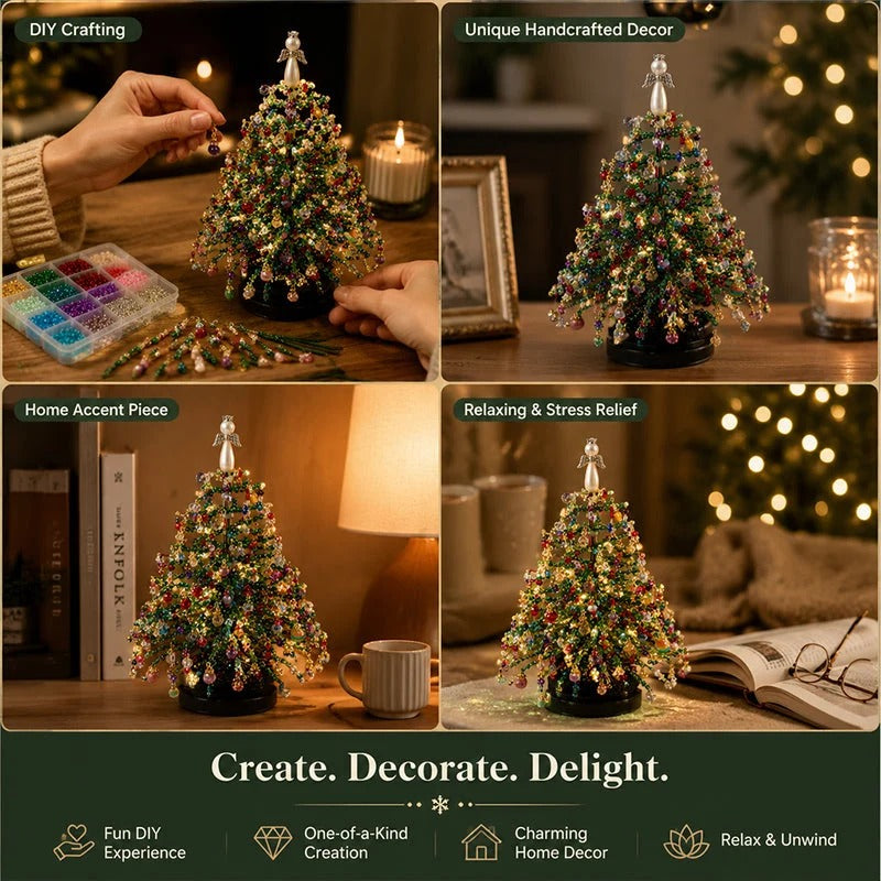 🎄✨Handmade Elegant Beaded Mini Christmas Tree | Collectible Premium Holiday Decor Kit
