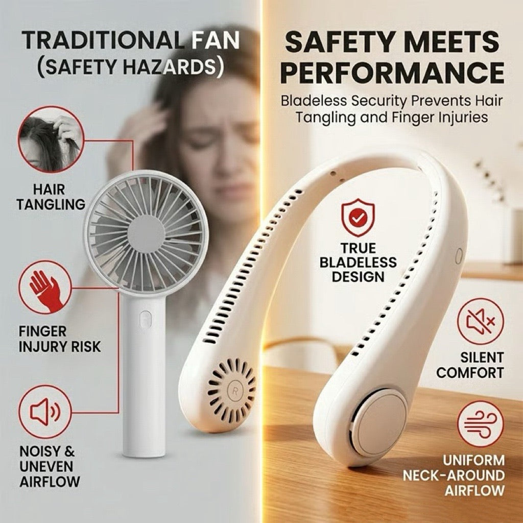 🔥LAST DAY 50% OFF -360° Bladeless Wearable Neck Fan Portable Quiet Air Cooler