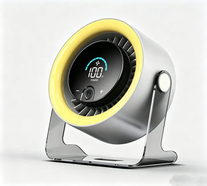 100-Speed Rechargeable Desktop Turbo Fan | Quiet Portable Digital Display Table Cooling Fan for Office & Travel