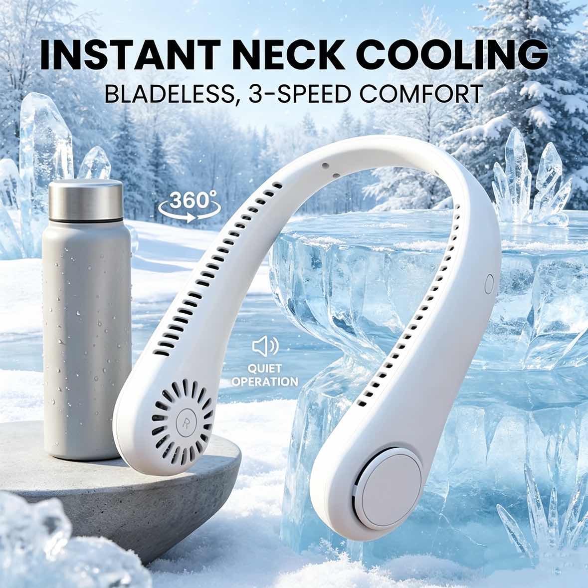 🔥LAST DAY 50% OFF -360° Bladeless Wearable Neck Fan Portable Quiet Air Cooler