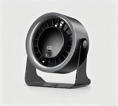 100-Speed Rechargeable Desktop Turbo Fan | Quiet Portable Digital Display Table Cooling Fan for Office & Travel
