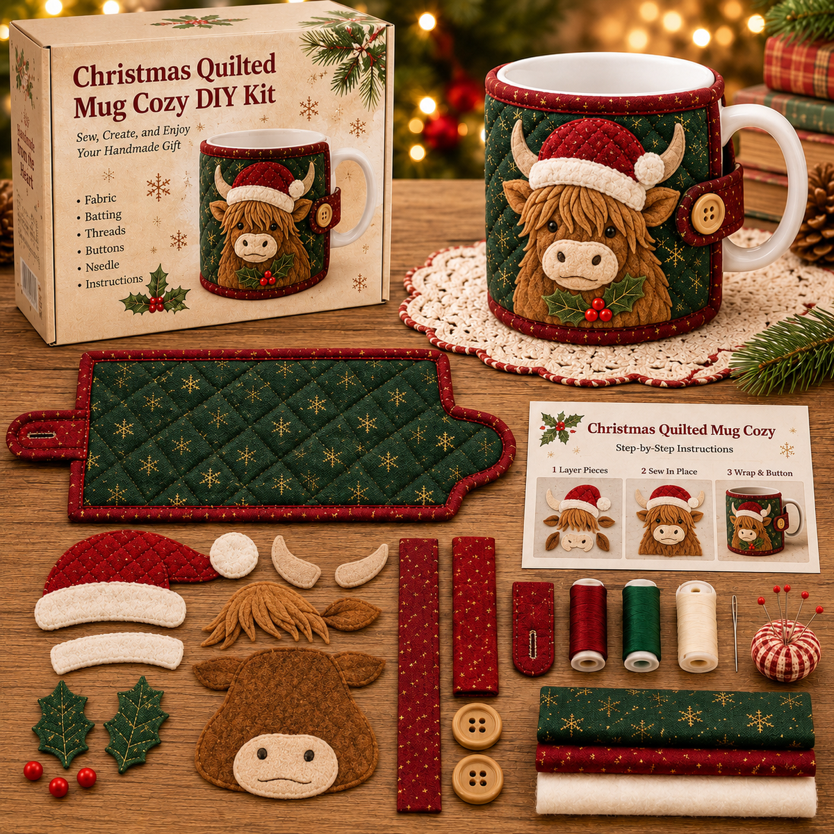 🎄 DIY Christmas Mug Cozy Sewing & Craft Kit
