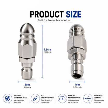 💦 High-pressure Drain Cleaner | 6500 PSI Sewer Jetter Nozzle for Pressure Washer Drain & Pipe Cleaning