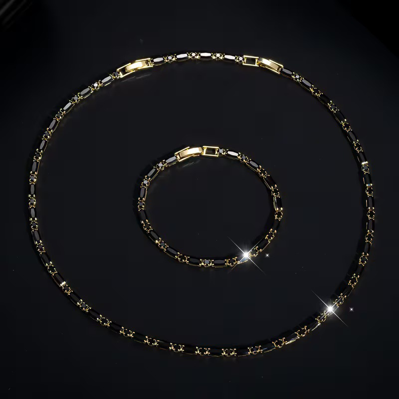 ✨ Sparkling Jewelry Set for Men – Statement Cubic Zircon Necklace & Bracelet Set – Refined Street Luxe Style ✨