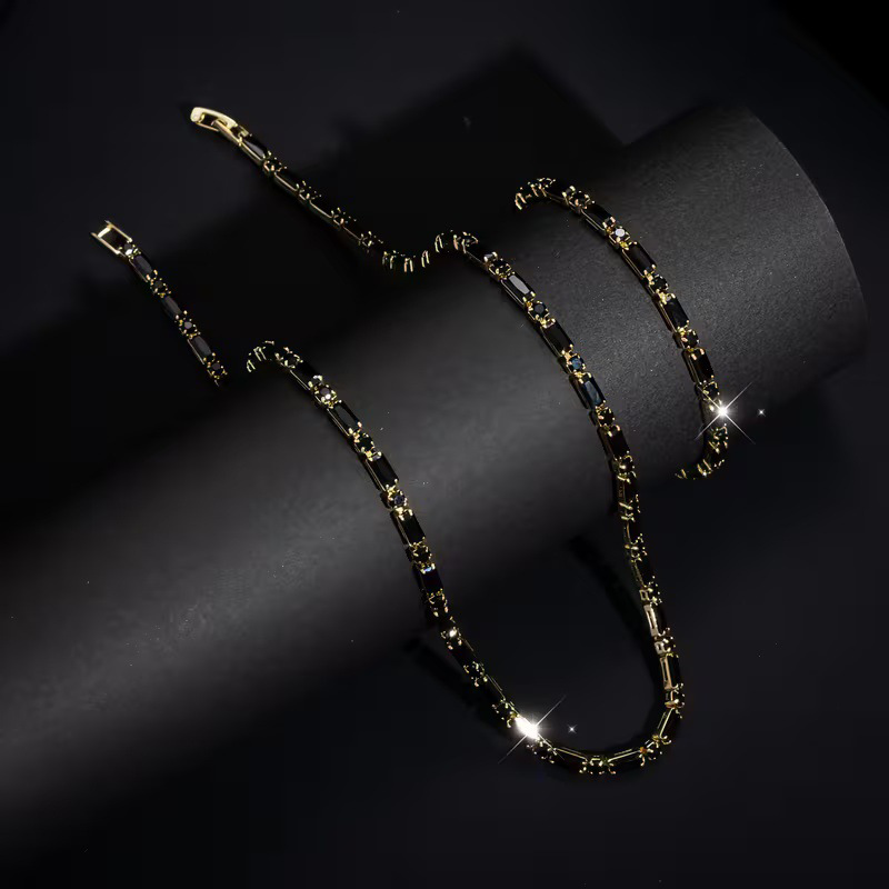 ✨ Sparkling Jewelry Set for Men – Statement Cubic Zircon Necklace & Bracelet Set – Refined Street Luxe Style ✨