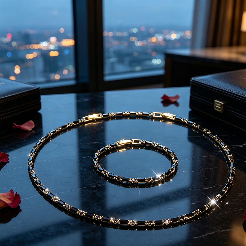 ✨ Sparkling Jewelry Set for Men – Statement Cubic Zircon Necklace & Bracelet Set – Refined Street Luxe Style ✨