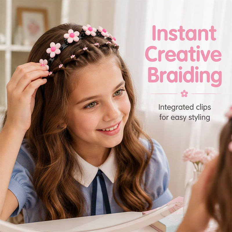 ✨ Cartoon Braiding Headband — Integrated Mini Clips, Instant Braids for Girls