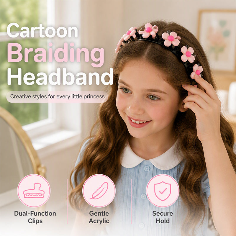 ✨ Cartoon Braiding Headband — Integrated Mini Clips, Instant Braids for Girls