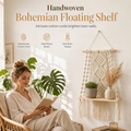 ⏳Time-Limited Special⏰Bohemian Hand Woven Macrame Wall Hanging Floating Shelf for Books and Plants Living Room Decor