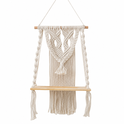 ⏳Time-Limited Special⏰Bohemian Hand Woven Macrame Wall Hanging Floating Shelf for Books and Plants Living Room Decor