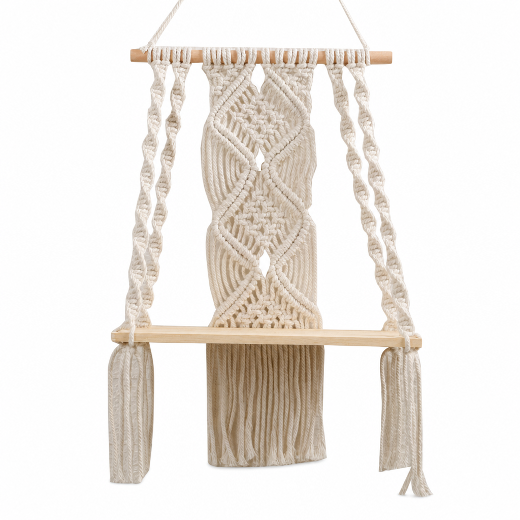 ⏳Time-Limited Special⏰Bohemian Hand Woven Macrame Wall Hanging Floating Shelf for Books and Plants Living Room Decor