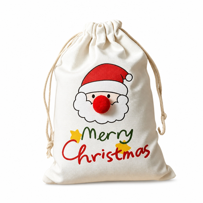 🔥Last Day 50%OFF-🎅Christmas Cotton Linen Drawstring Gift Bags with Red Nosed Elk 15x20cm