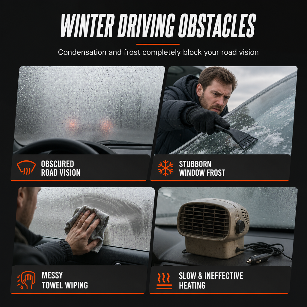 📢📢40% OFF ! !⏰Portable 12V Car and Windshield Defroster Defogger Fan