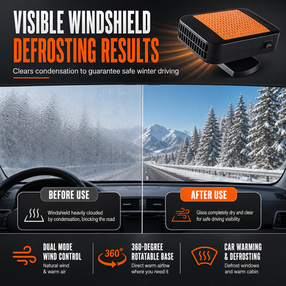 📢📢40% OFF ! !⏰Portable 12V Car and Windshield Defroster Defogger Fan