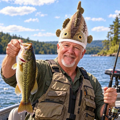 🎣Last day Promotion 🔥-🐟Reel in Laughs with This Funny Bass Plush Hat! 😂