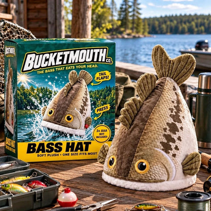 🎣Last day Promotion 🔥-🐟Reel in Laughs with This Funny Bass Plush Hat! 😂