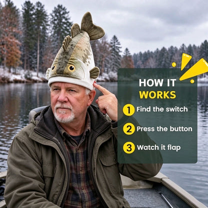 🎣Last day Promotion 🔥-🐟Reel in Laughs with This Funny Bass Plush Hat! 😂